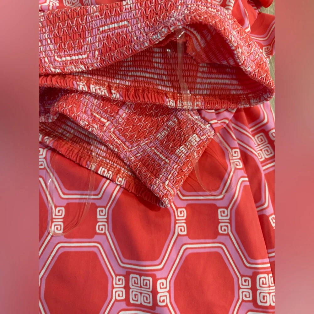 NWT Cabana Life Spring Regatta Off-the-Shoulder Smocked Dress Coverup Coral XL - Picture 15 of 16